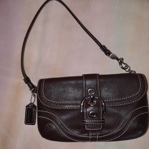 Coach Brown Wristlet with Silver Hardware